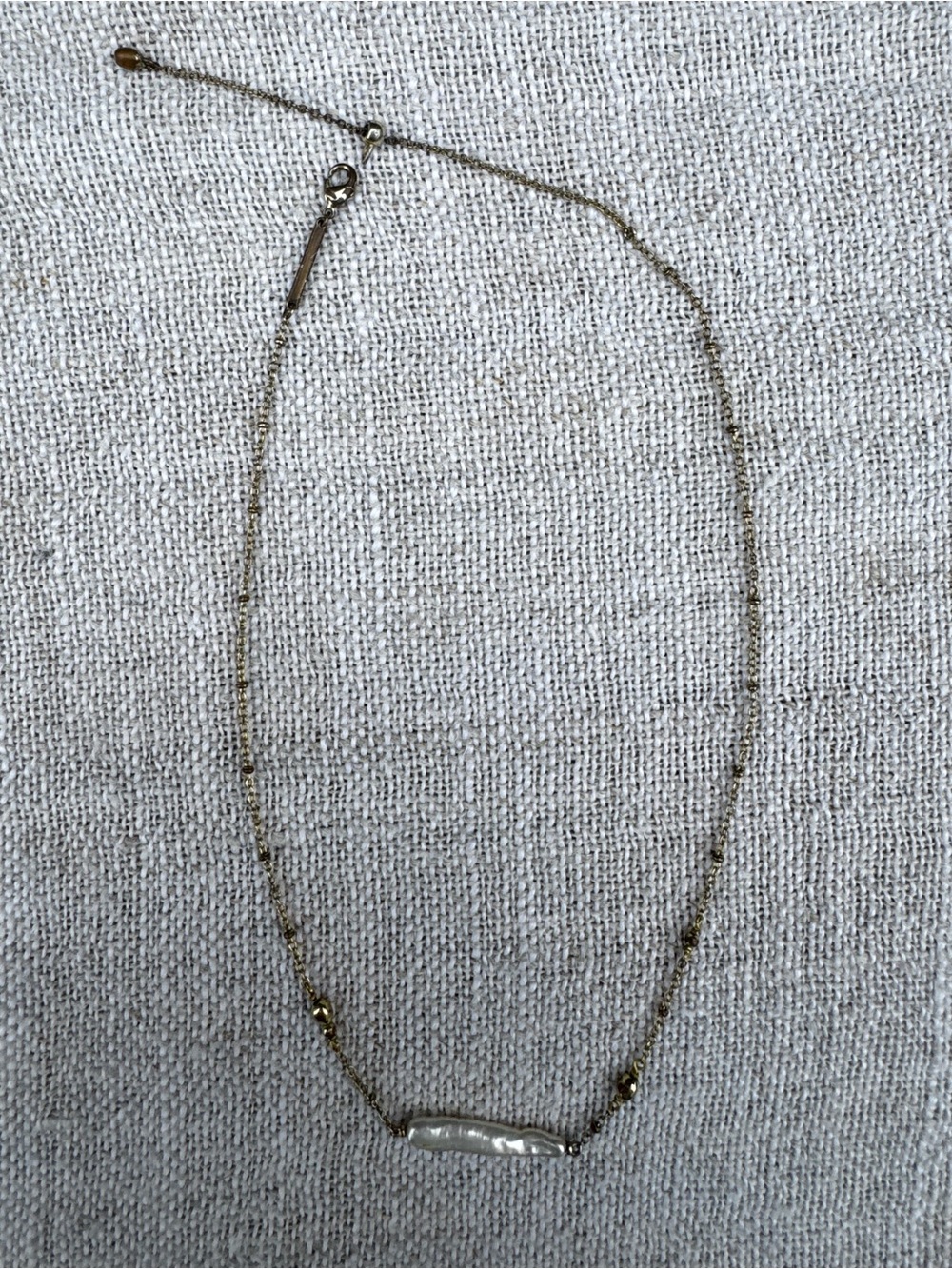 Kendra Scott Gold tone Beaded Necklace with Pearl Bar